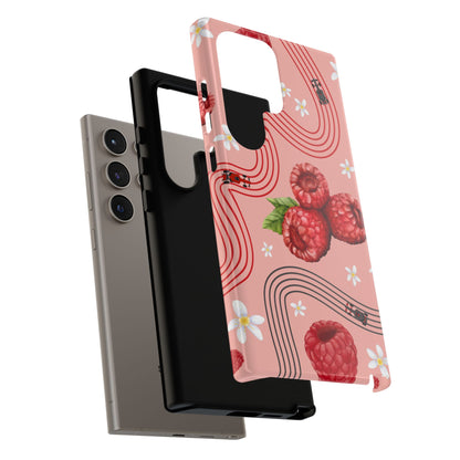 Red F1 Haas and Raspberries Phone Case, Trendy F1 Gift, Formula 1 Gift, Cute Fruit F1 Phone Case, Unique Phone Case