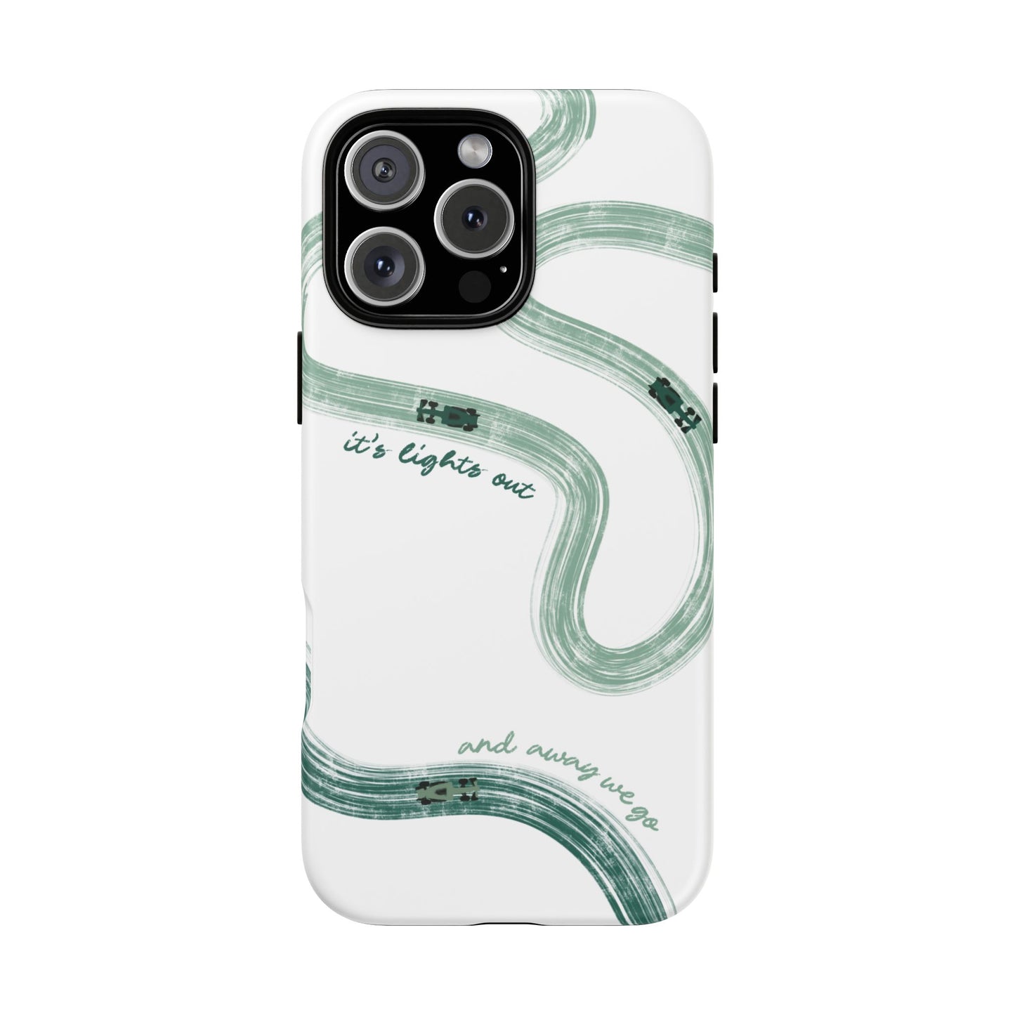 F1 Phone Case Green Painted "its lights out and away we go", Trendy F1 Gift, Formula 1 Gift, Cute F1 Phone Case, Gift for F1 Fans
