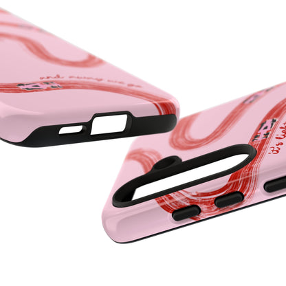 F1 Phone Case Pink and Red Painted "its lights out and away we go", Trendy F1 Gift, Formula 1 Gift, Cute F1 Phone Case, Unique Phone Case