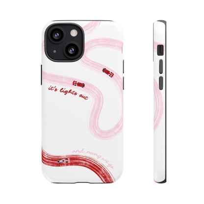 F1 Phone Case Pink and Red Painted "its lights out and away we go", Trendy F1 Gift, Formula 1 Gift, Cute F1 Phone Case, Unique Phone Case