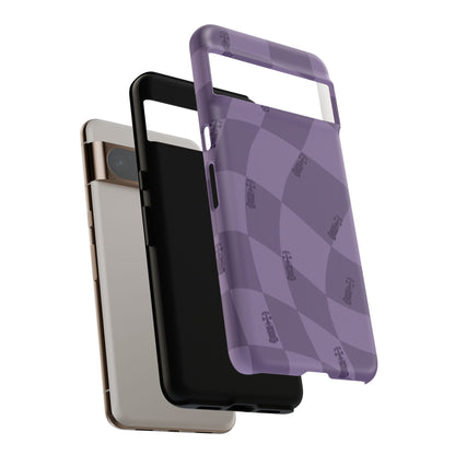 F1 Phone Case Purple Checkered Design, Trendy F1 Gift, Formula 1 Gift, Cute F1 Phone Case, Unique Formula One Phone Case