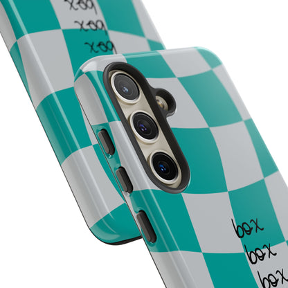 Mercedes Teal and Grey Checkered F1 Phone Case, Box Box Box F1 Phone Case