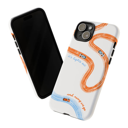 McLaren F1 Phone Case Orange and Blue Painted "its lights out and away we go", Trendy F1 Gift, Formula 1 Gift, Cute F1 Phone Case