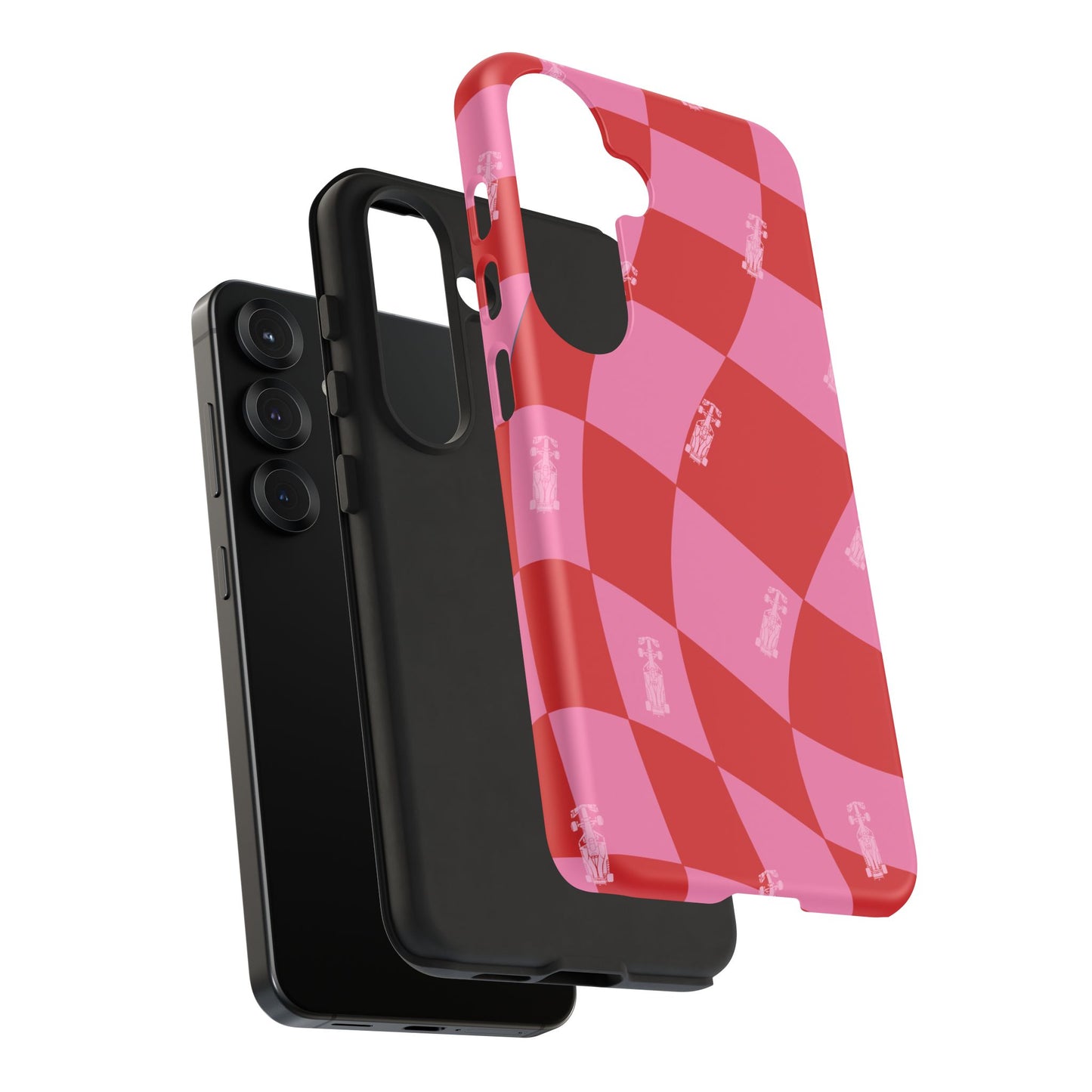 F1 Phone Case Pink and Red Checkerboard Design, Trendy F1 Gift, Girly Formula 1 Gift, Cute F1 Phone Case, Unique Formula One Phone Case