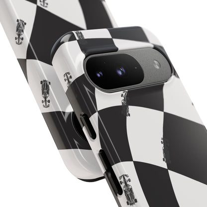 F1 Phone Case Black and White Checkered Design, Trendy F1 Gift, Formula 1 Gift, Cute F1 Phone Case, Unique Formula One Phone Case