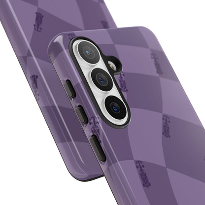 F1 Phone Case Purple Checkered Design, Trendy F1 Gift, Formula 1 Gift, Cute F1 Phone Case, Unique Formula One Phone Case
