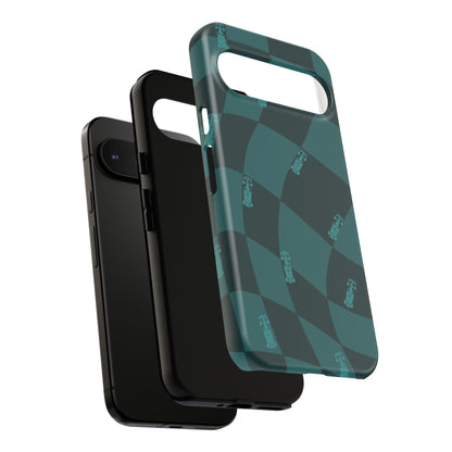 F1 Phone Case Teal Checkered Design, Trendy F1 Gift, Formula 1 Gift, Cute F1 Phone Case, Unique Formula One Phone Case