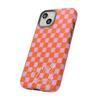 Simply Lovely Orange and Pink Checkered F1 Phone Case Design, Trendy F1 Gift, Formula 1 Gift, Cute F1 Phone Case
