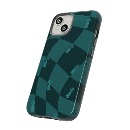 F1 Phone Case Teal Checkered Design, Trendy F1 Gift, Formula 1 Gift, Cute F1 Phone Case, Unique Formula One Phone Case