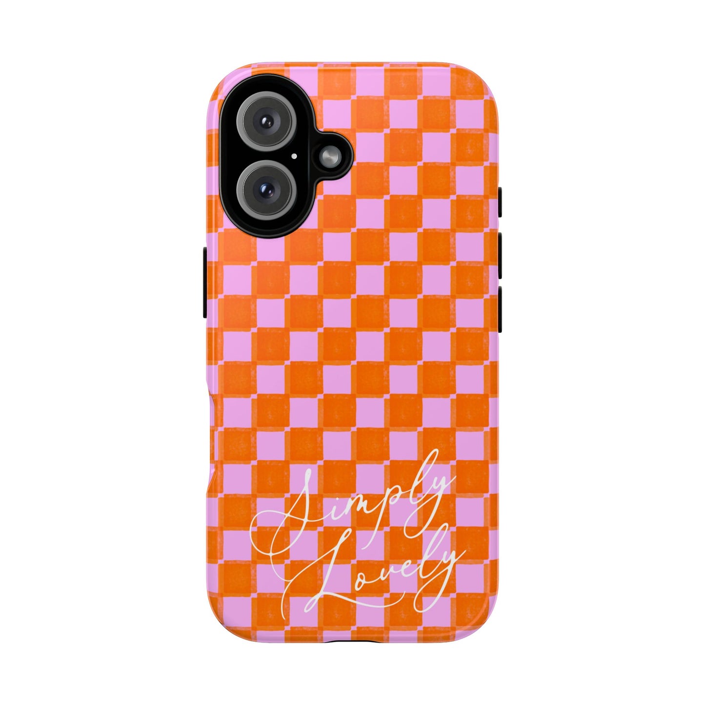 Simply Lovely Orange and Pink Checkered F1 Phone Case Design, Trendy F1 Gift, Formula 1 Gift, Cute F1 Phone Case