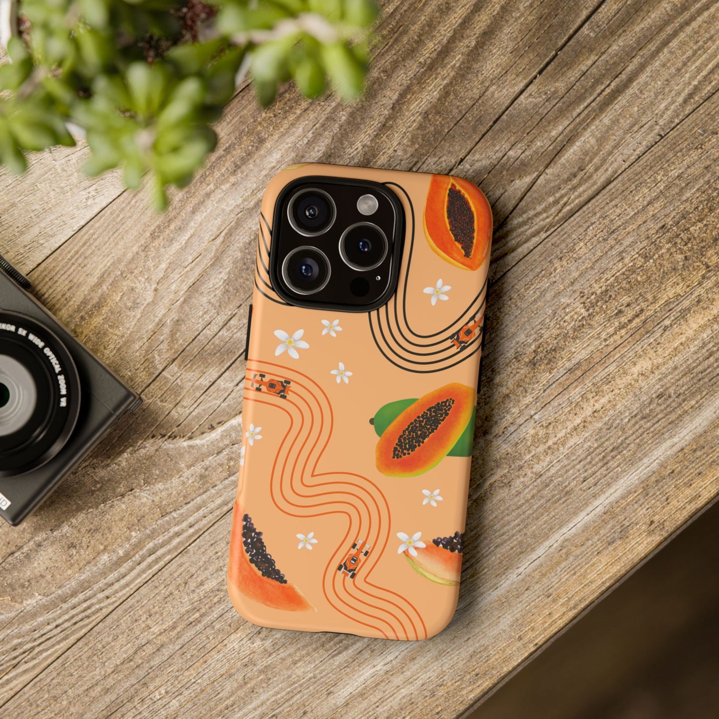 Orange F1 McLaren and Papaya Phone Case, Trendy F1 Gift, Formula 1 Gift, Cute Fruit F1 Phone Case, Unique Phone Case