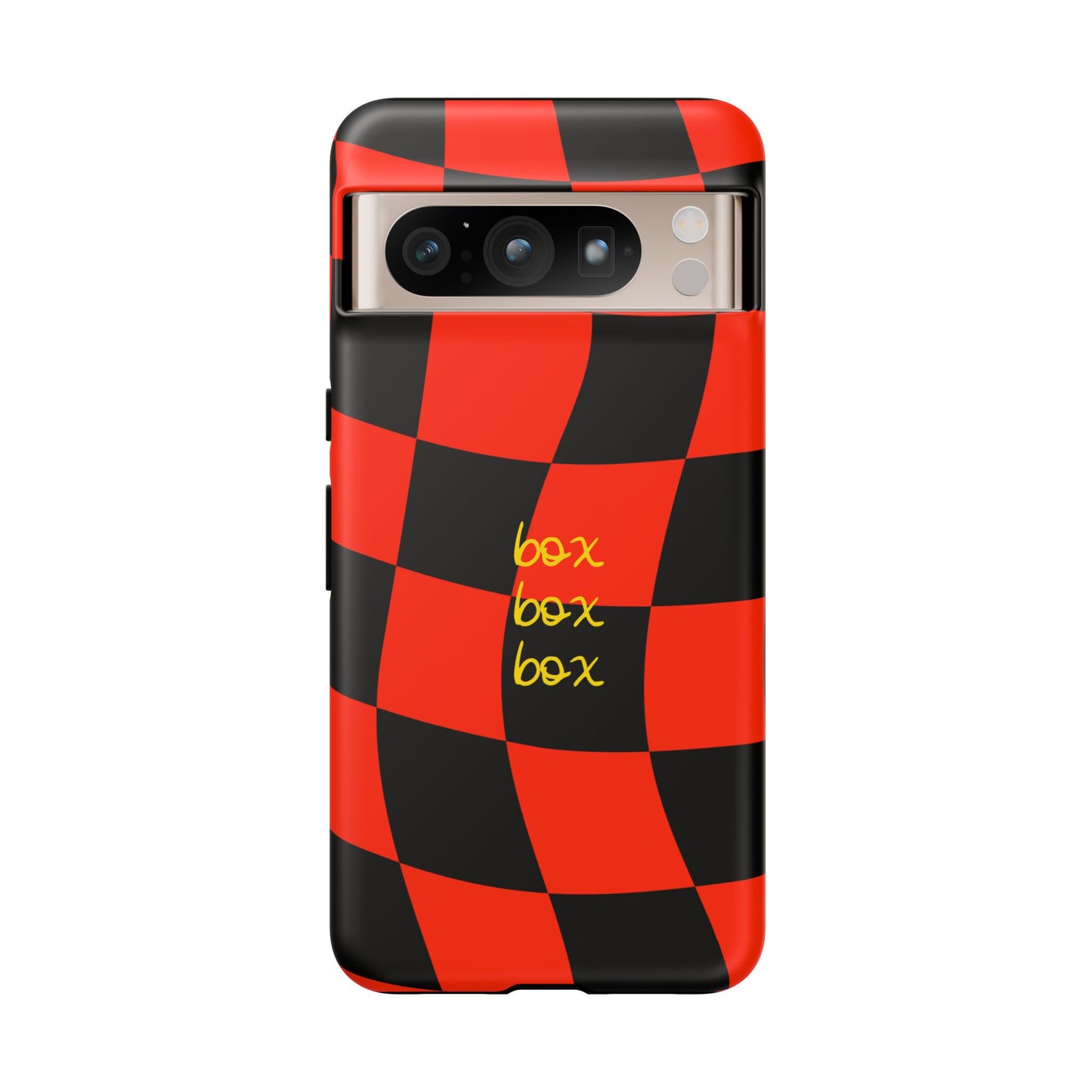 F1 Ferrari Black and Red Checkered Phone Case, Box Box Box F1 Phone Case
