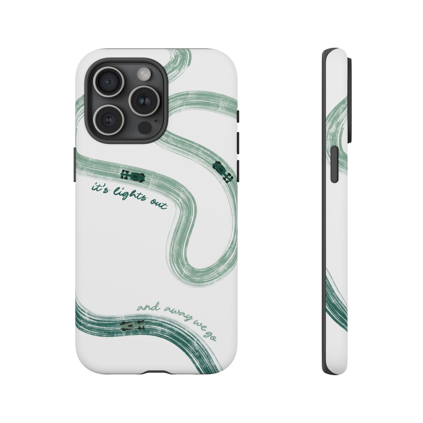 F1 Phone Case Green Painted "its lights out and away we go", Trendy F1 Gift, Formula 1 Gift, Cute F1 Phone Case, Gift for F1 Fans