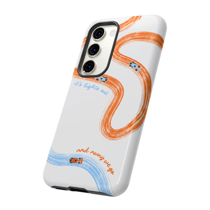 McLaren F1 Phone Case Orange and Blue Painted "its lights out and away we go", Trendy F1 Gift, Formula 1 Gift, Cute F1 Phone Case