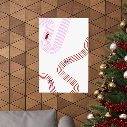 Pink and Red Abstract F1 Matte Vertical Poster | F1 Giclée Art Print (US SIZING)
