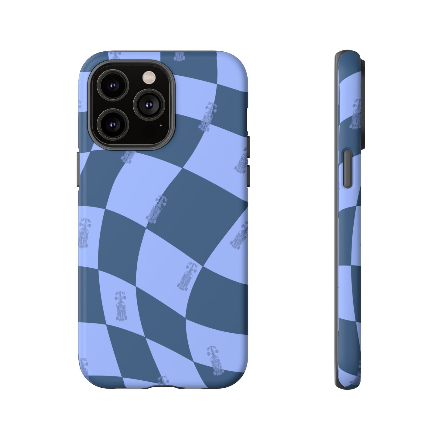 F1 Phone Case Blue Checkerboard Design, Trendy F1 Gift, Formula 1 Gift, Cute F1 Phone Case, Unique Formula One Phone Case