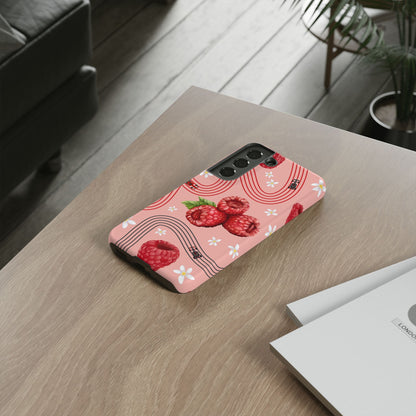 Red F1 Haas and Raspberries Phone Case, Trendy F1 Gift, Formula 1 Gift, Cute Fruit F1 Phone Case, Unique Phone Case