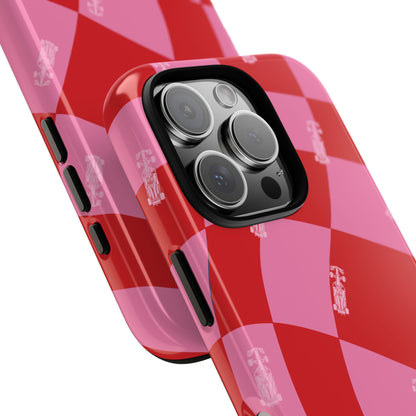 F1 Phone Case Pink and Red Checkerboard Design, Trendy F1 Gift, Girly Formula 1 Gift, Cute F1 Phone Case, Unique Formula One Phone Case