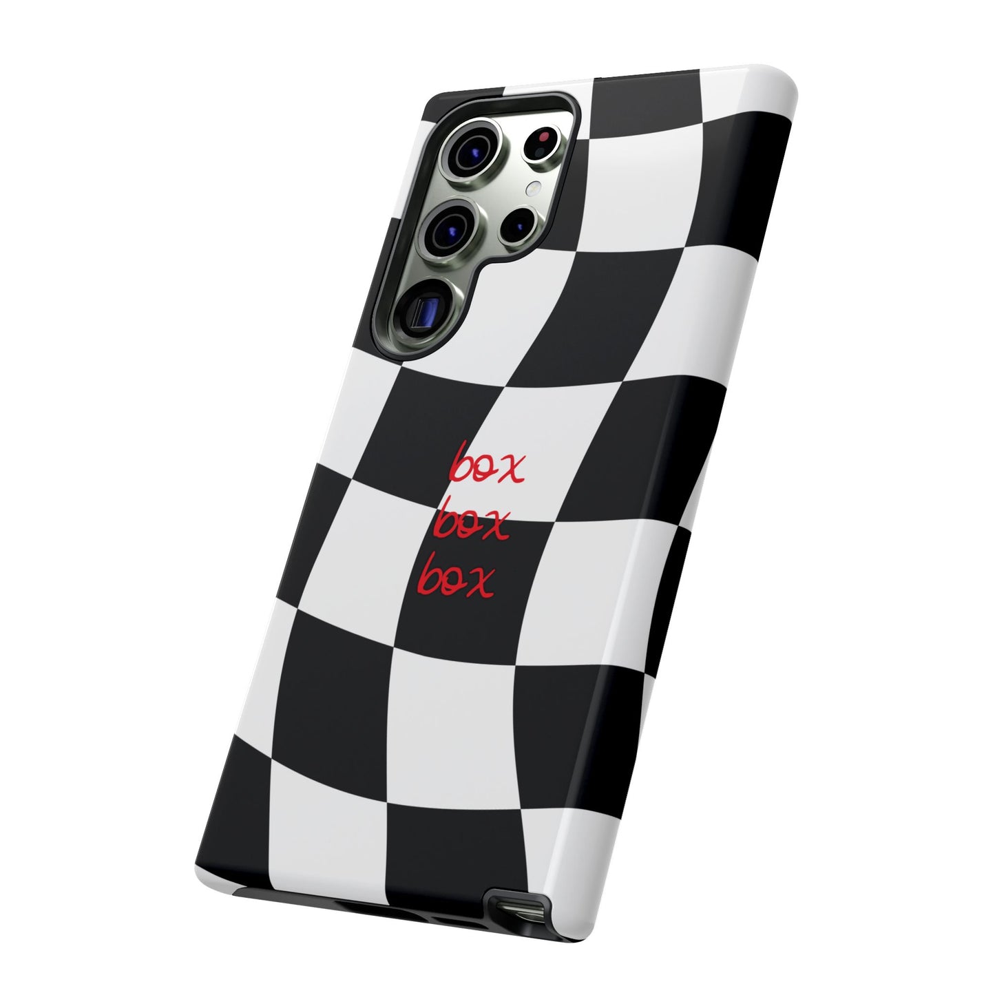 Black and Red Checkered F1 Phone Case, Box Box Box F1 Phone Case