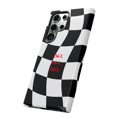 Black and Red Checkered F1 Phone Case, Box Box Box F1 Phone Case
