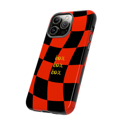 F1 Ferrari Black and Red Checkered Phone Case, Box Box Box F1 Phone Case