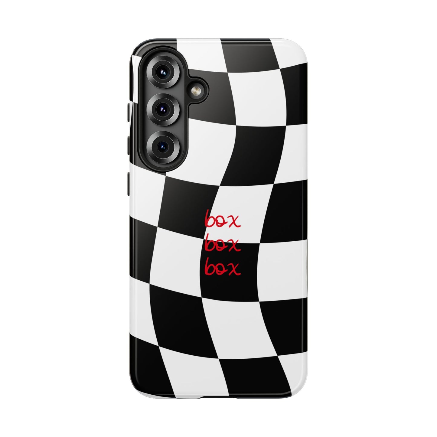 Black and Red Checkered F1 Phone Case, Box Box Box F1 Phone Case