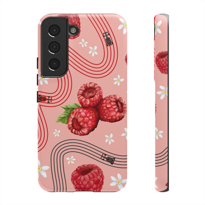 Red F1 Haas and Raspberries Phone Case, Trendy F1 Gift, Formula 1 Gift, Cute Fruit F1 Phone Case, Unique Phone Case