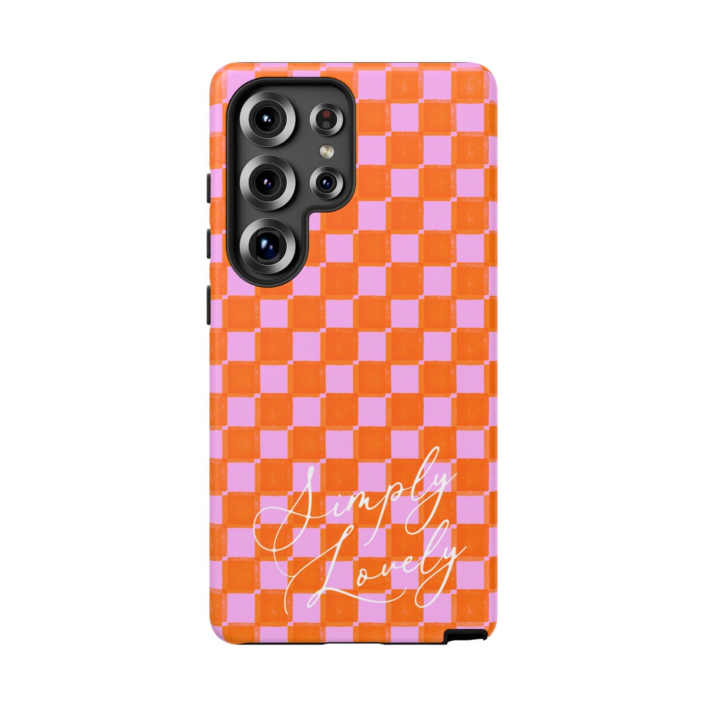 Simply Lovely Orange and Pink Checkered F1 Phone Case Design, Trendy F1 Gift, Formula 1 Gift, Cute F1 Phone Case