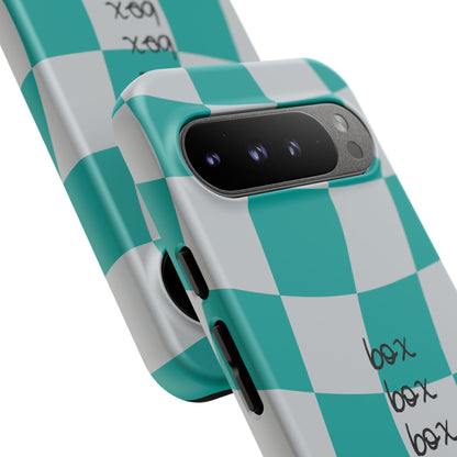 Mercedes Teal and Grey Checkered F1 Phone Case, Box Box Box F1 Phone Case