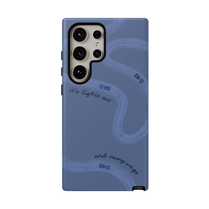 F1 Phone Case Monochrome Dark Blue Painted "its lights out and away we go", Trendy F1 Gift, Formula 1 Gift, Cute F1 Phone Case, Phone Case