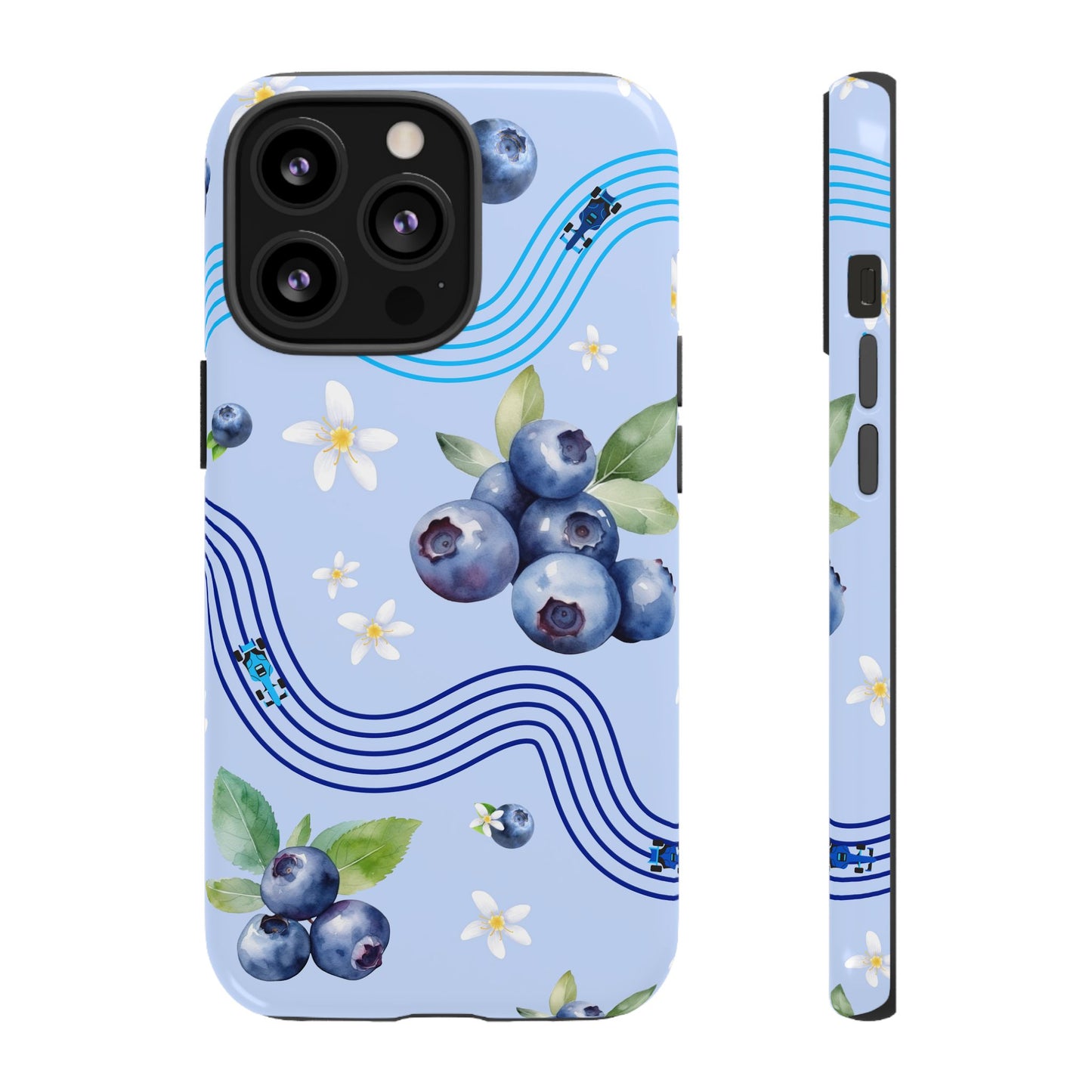 Blue F1 Williams and Blueberries Phone Case, Trendy F1 Gift, Formula 1 Gift, Cute Fruit F1 Phone Case, Unique Phone Case