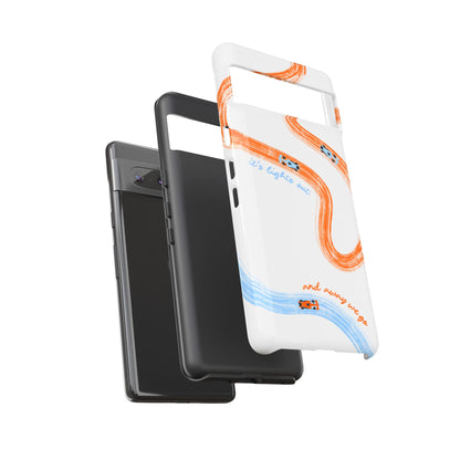 McLaren F1 Phone Case Orange and Blue Painted "its lights out and away we go", Trendy F1 Gift, Formula 1 Gift, Cute F1 Phone Case