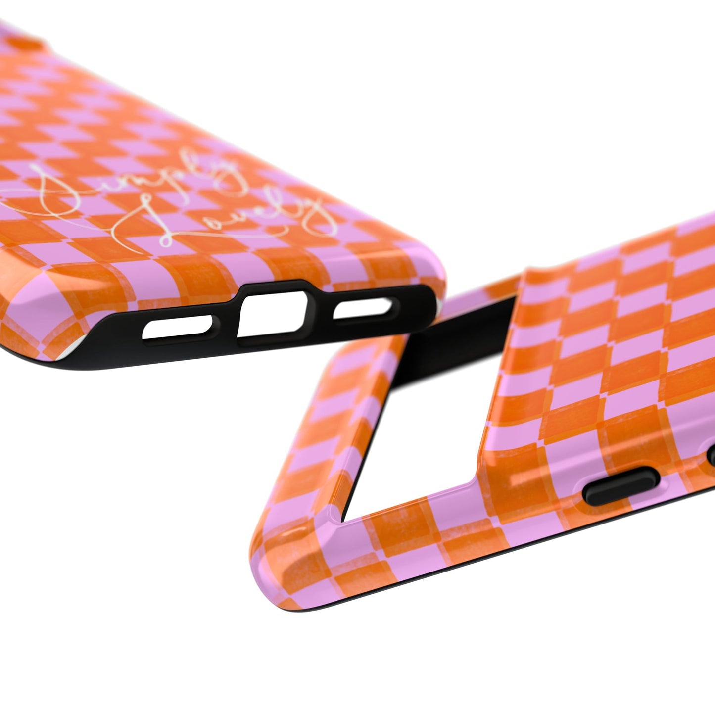 Simply Lovely Orange and Pink Checkered F1 Phone Case Design, Trendy F1 Gift, Formula 1 Gift, Cute F1 Phone Case