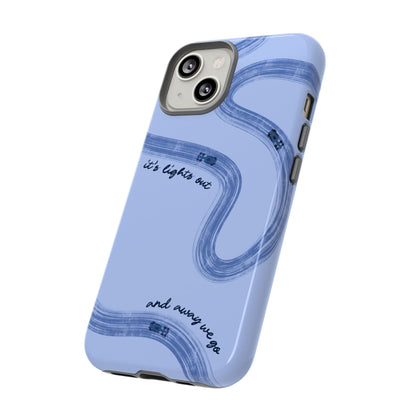F1 Phone Case Monochrome Blue Painted "its lights out and away we go", Trendy F1 Gift, Formula 1 Gift, Cute F1 Phone Case, Phone Case