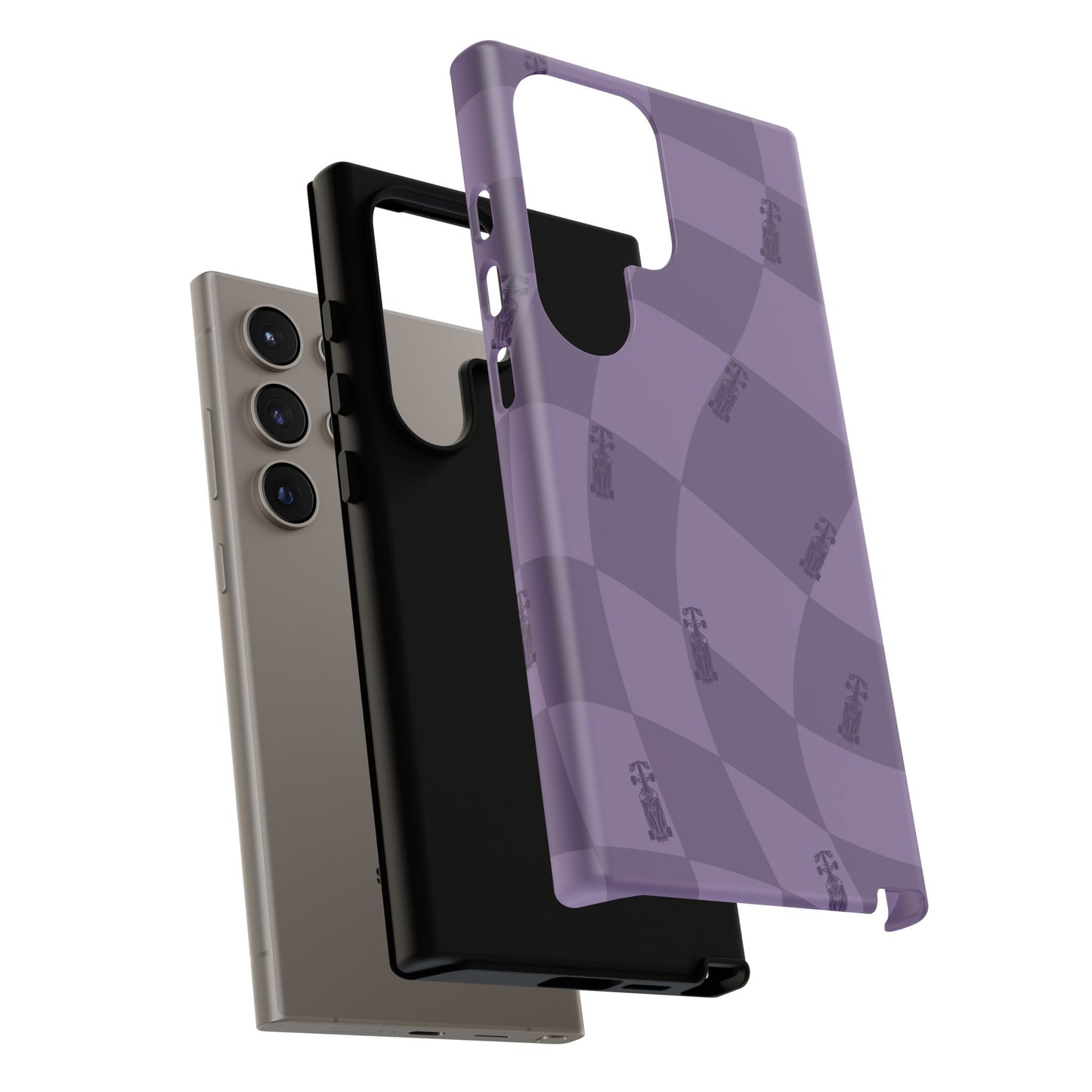 F1 Phone Case Purple Checkered Design, Trendy F1 Gift, Formula 1 Gift, Cute F1 Phone Case, Unique Formula One Phone Case
