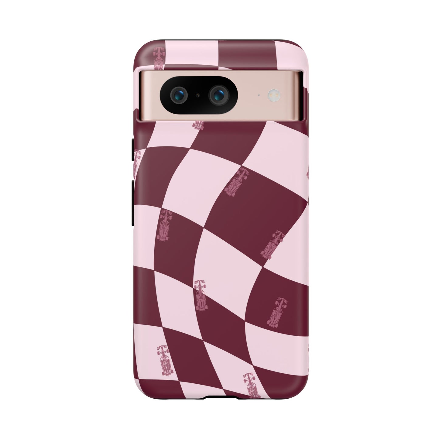 F1 Phone Case Pink Checkered Design, Trendy F1 Gift, Formula 1 Gift, Cute F1 Phone Case, Unique Formula One Phone Case