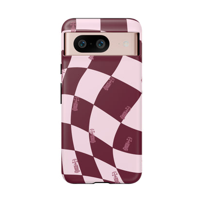 F1 Phone Case Pink Checkered Design, Trendy F1 Gift, Formula 1 Gift, Cute F1 Phone Case, Unique Formula One Phone Case