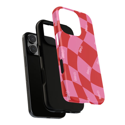 F1 Phone Case Pink and Red Checkerboard Design, Trendy F1 Gift, Girly Formula 1 Gift, Cute F1 Phone Case, Unique Formula One Phone Case