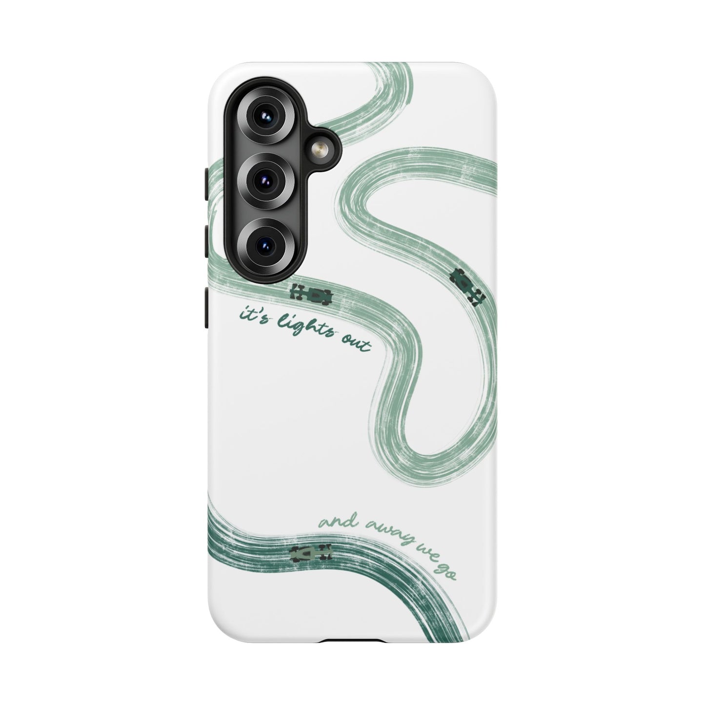 F1 Phone Case Green Painted "its lights out and away we go", Trendy F1 Gift, Formula 1 Gift, Cute F1 Phone Case, Gift for F1 Fans