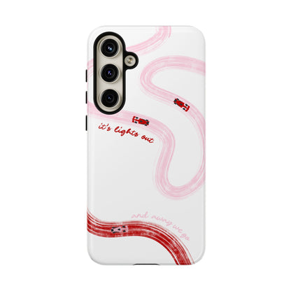 F1 Phone Case Pink and Red Painted "its lights out and away we go", Trendy F1 Gift, Formula 1 Gift, Cute F1 Phone Case, Unique Phone Case