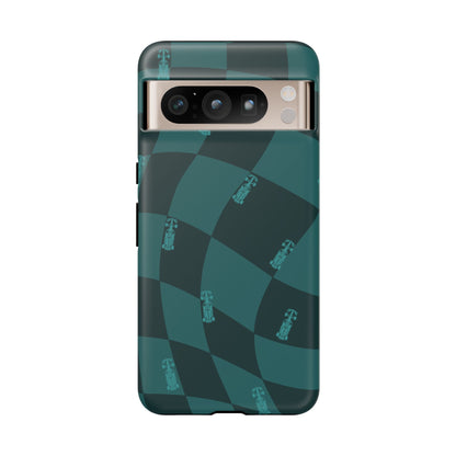 F1 Phone Case Teal Checkered Design, Trendy F1 Gift, Formula 1 Gift, Cute F1 Phone Case, Unique Formula One Phone Case