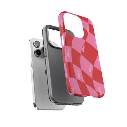 F1 Phone Case Pink and Red Checkerboard Design, Trendy F1 Gift, Girly Formula 1 Gift, Cute F1 Phone Case, Unique Formula One Phone Case