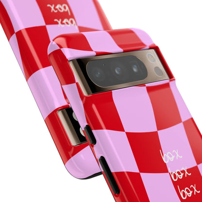 Pink and Red Checkered F1 Phone Case, Box Box Box F1 Phone Case