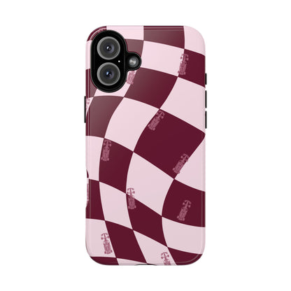 F1 Phone Case Pink Checkered Design, Trendy F1 Gift, Formula 1 Gift, Cute F1 Phone Case, Unique Formula One Phone Case