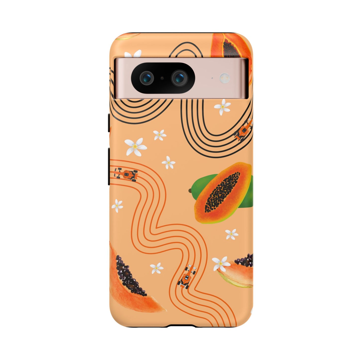 Orange F1 McLaren and Papaya Phone Case, Trendy F1 Gift, Formula 1 Gift, Cute Fruit F1 Phone Case, Unique Phone Case