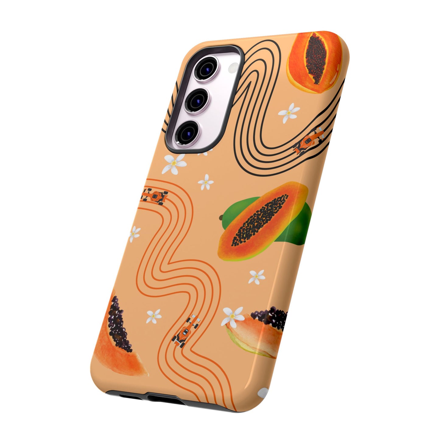 Orange F1 McLaren and Papaya Phone Case, Trendy F1 Gift, Formula 1 Gift, Cute Fruit F1 Phone Case, Unique Phone Case