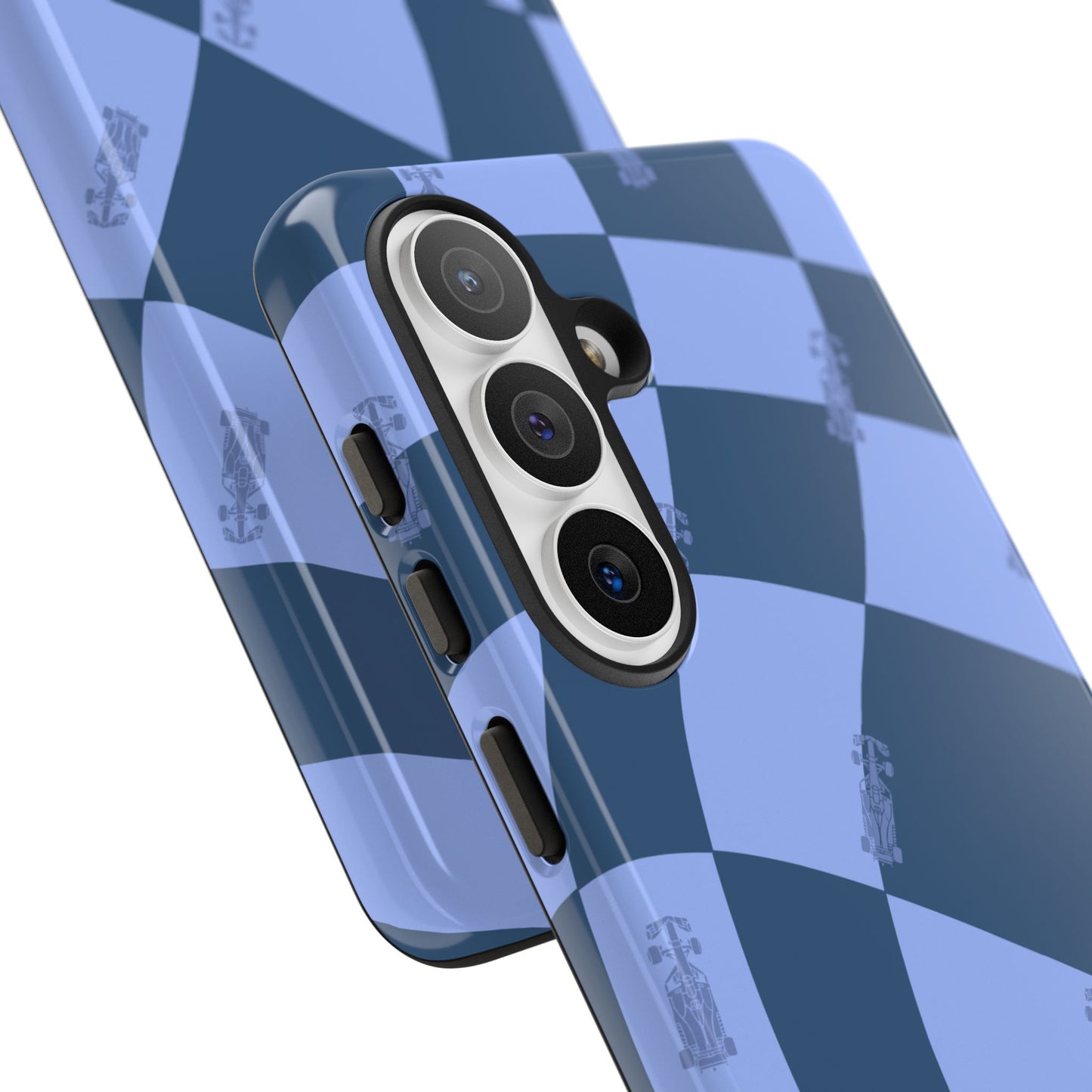F1 Phone Case Blue Checkerboard Design, Trendy F1 Gift, Formula 1 Gift, Cute F1 Phone Case, Unique Formula One Phone Case