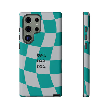 Mercedes Teal and Grey Checkered F1 Phone Case, Box Box Box F1 Phone Case