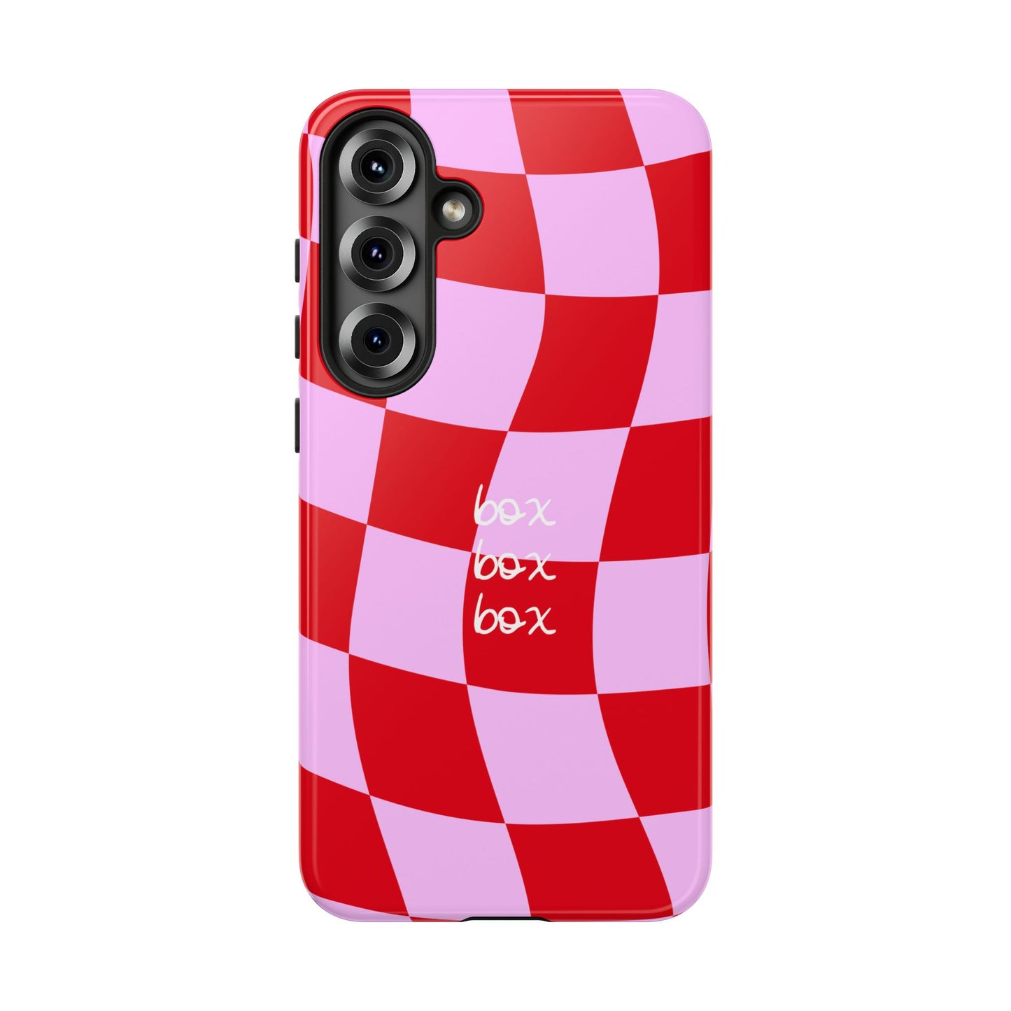 Pink and Red Checkered F1 Phone Case, Box Box Box F1 Phone Case