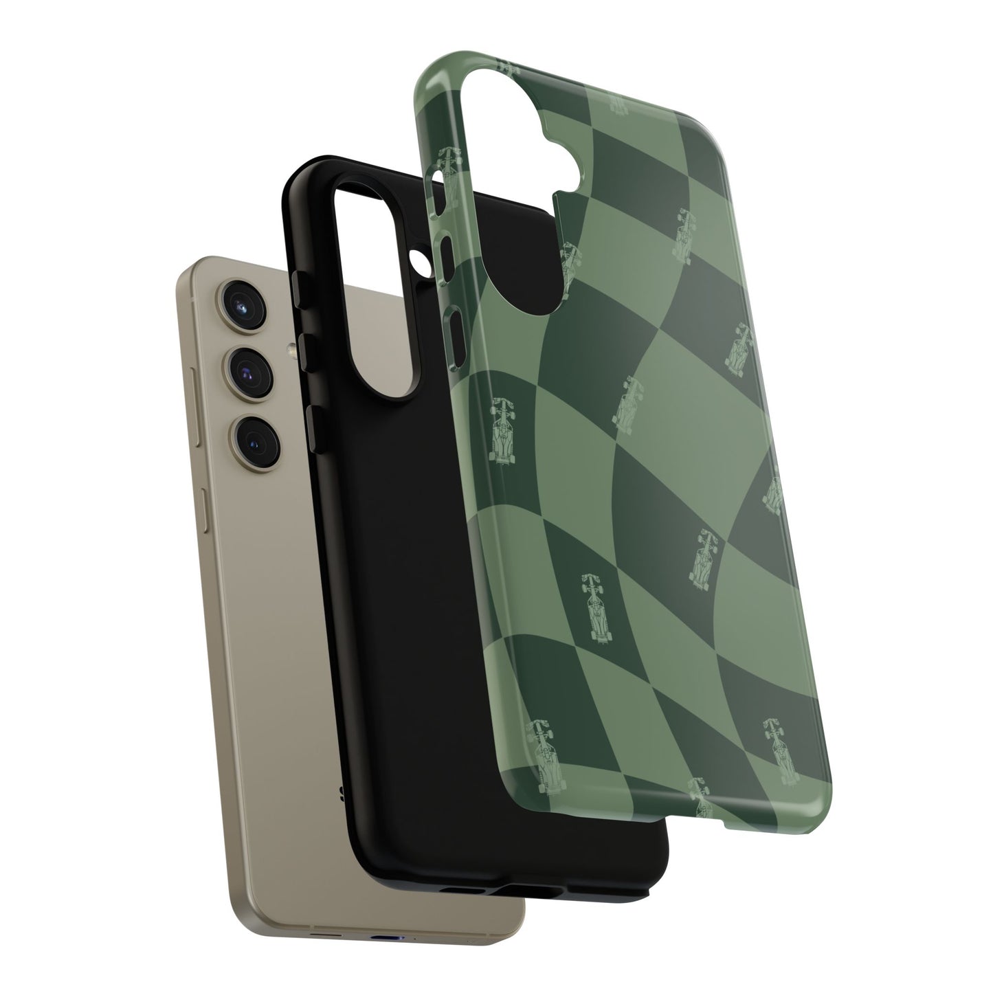 F1 Phone Case Green Checkerboard Design, Trendy F1 Gift, Formula 1 Gift, Cute F1 Phone Case, Unique Formula One Phone Case